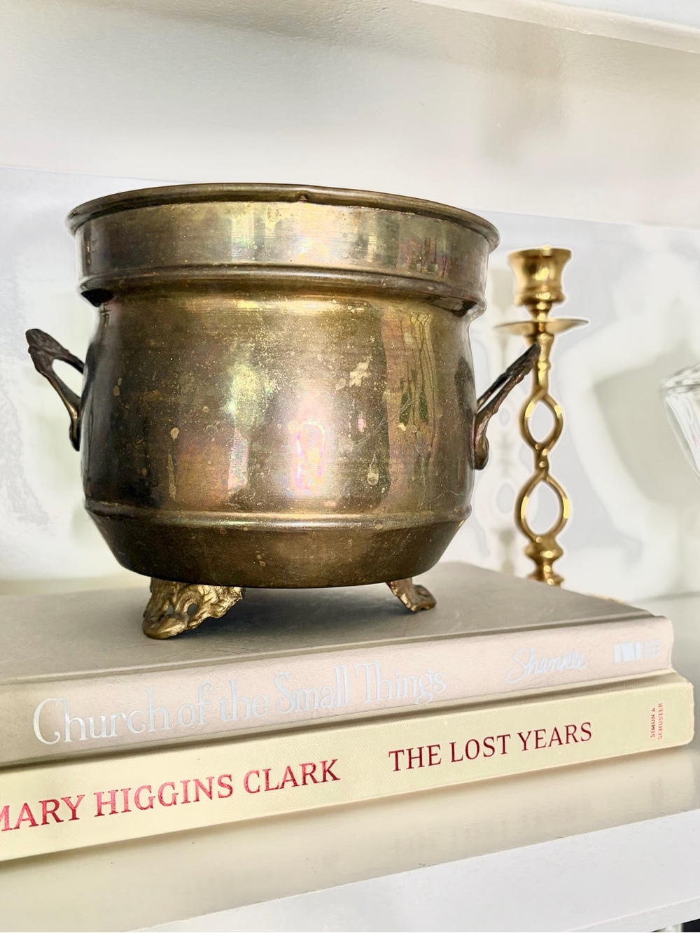 Vintage Brass Planter Pot with Decorative Feet